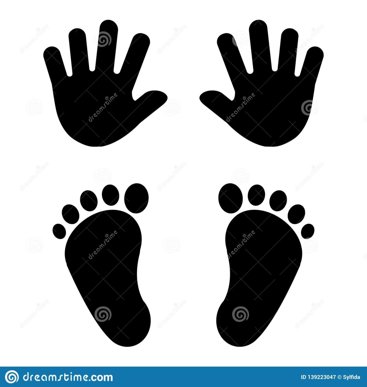 Силуэты ладошек и ступней