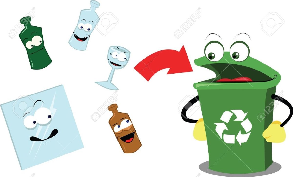 Переработка отходов стекло иллюстрация