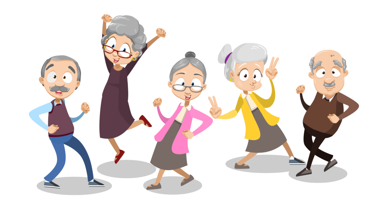 Бабушка и дедушка на белом фоне