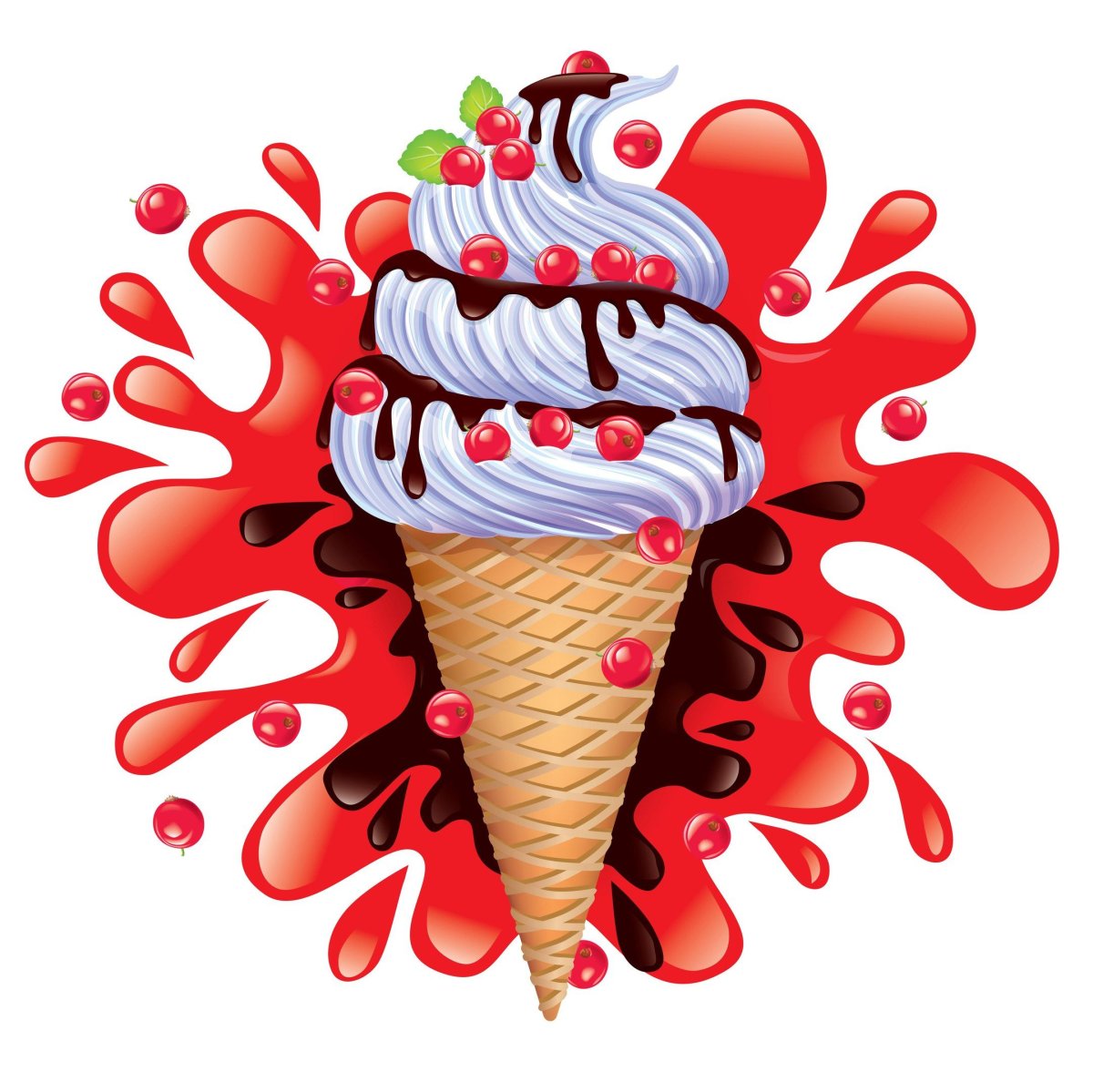 Мороженое с ягодами нарисованное