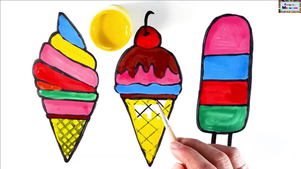 Мороженое в мультяшном стиле