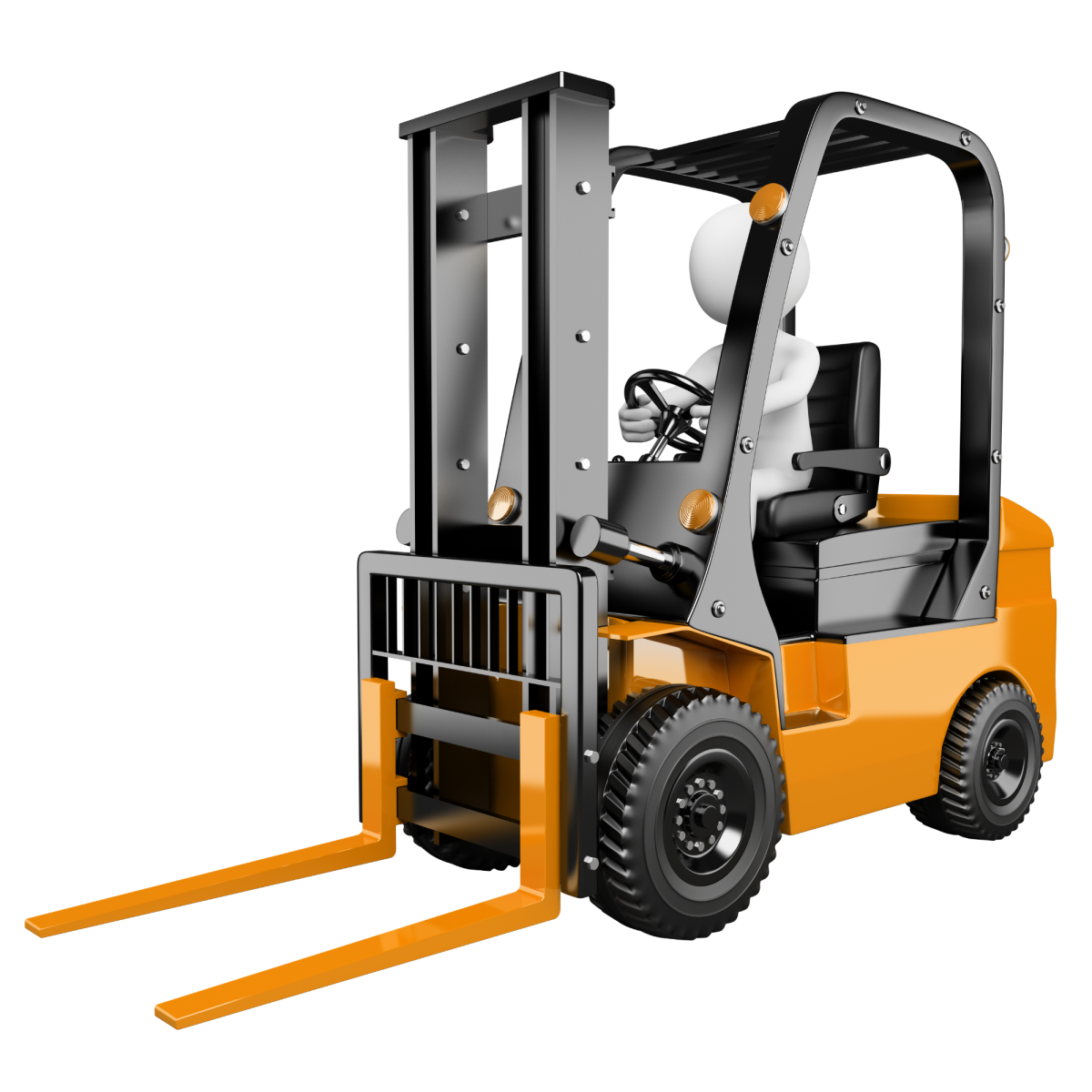 Вилочный погрузчик на белом фоне
