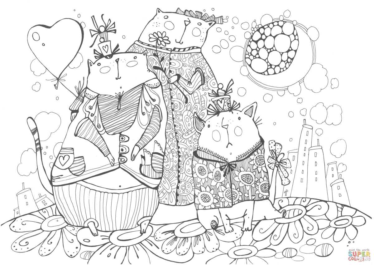 Раскраска антистресс семья