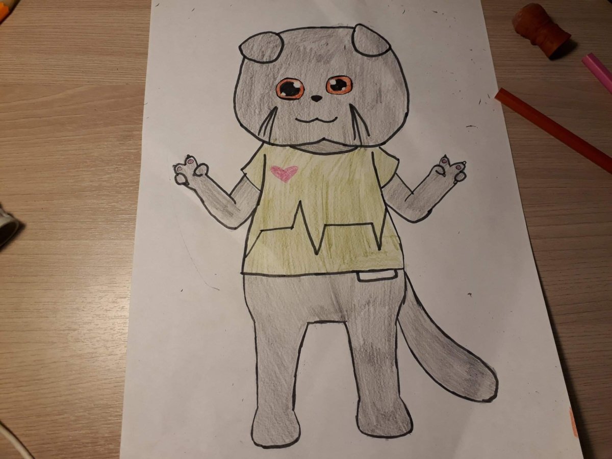 Кот Басик нарисованный для срисовки