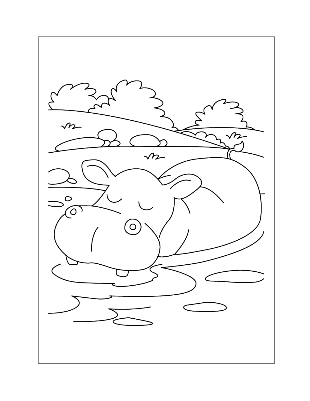 Бегемот раскраска для детей