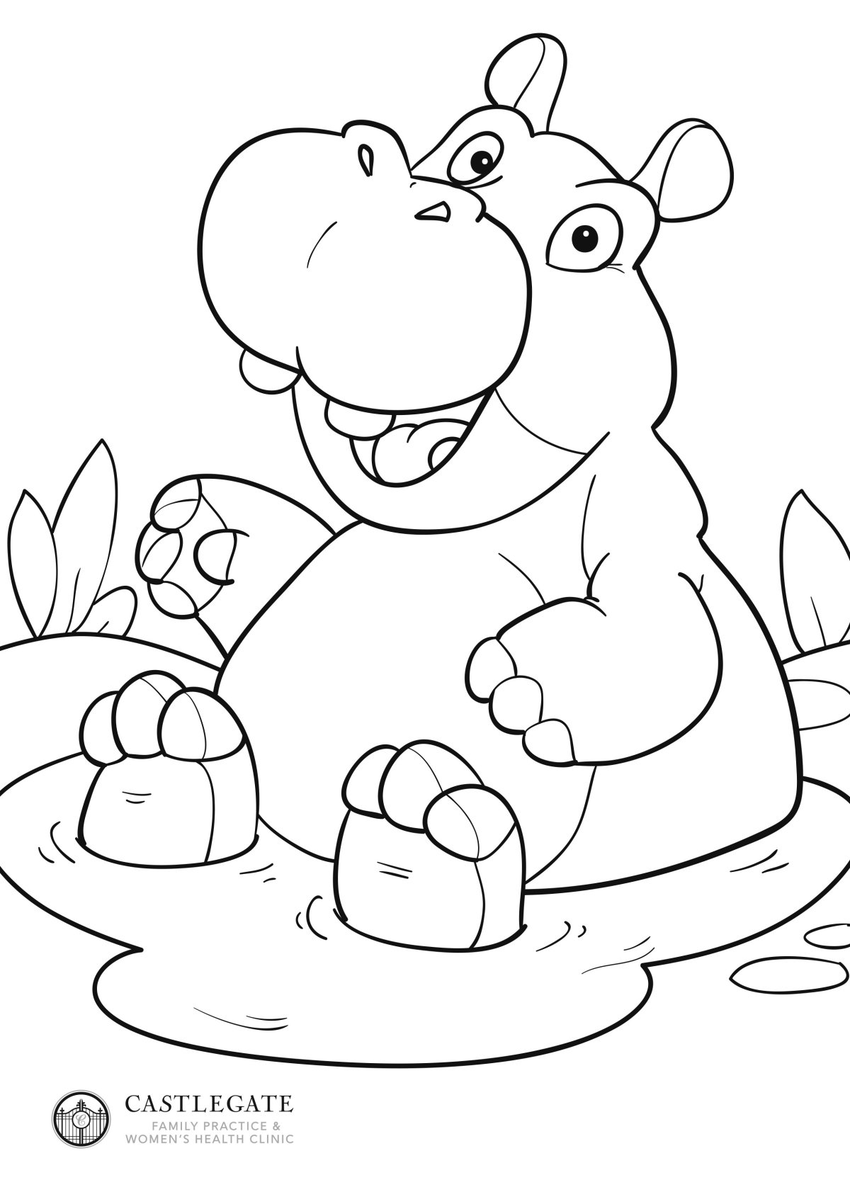 Бегемотик раскраска для детей