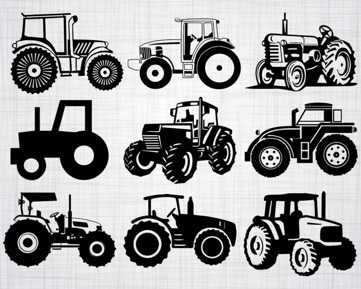 Трактор силуэт вектор