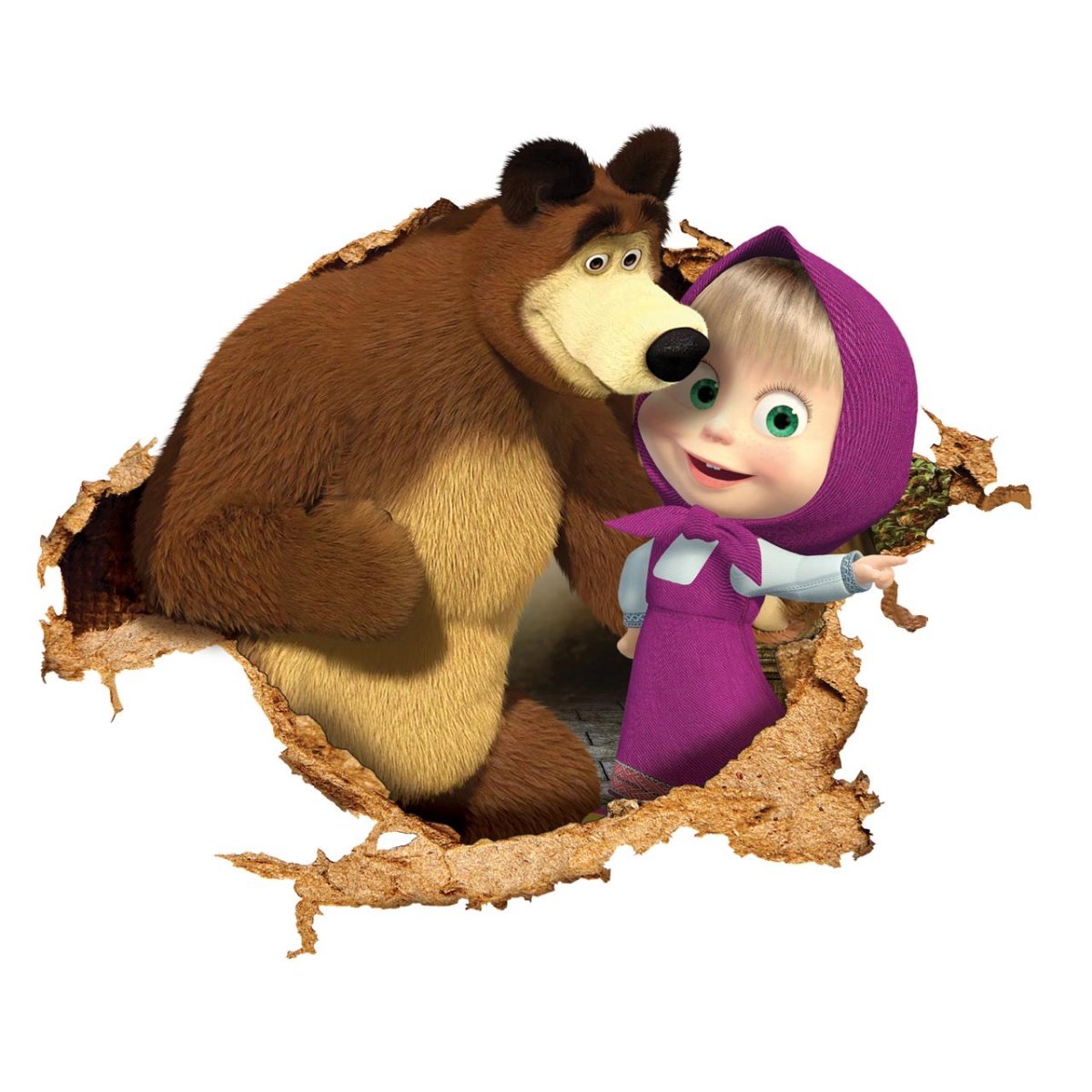 Маша и медведь на белом фоне