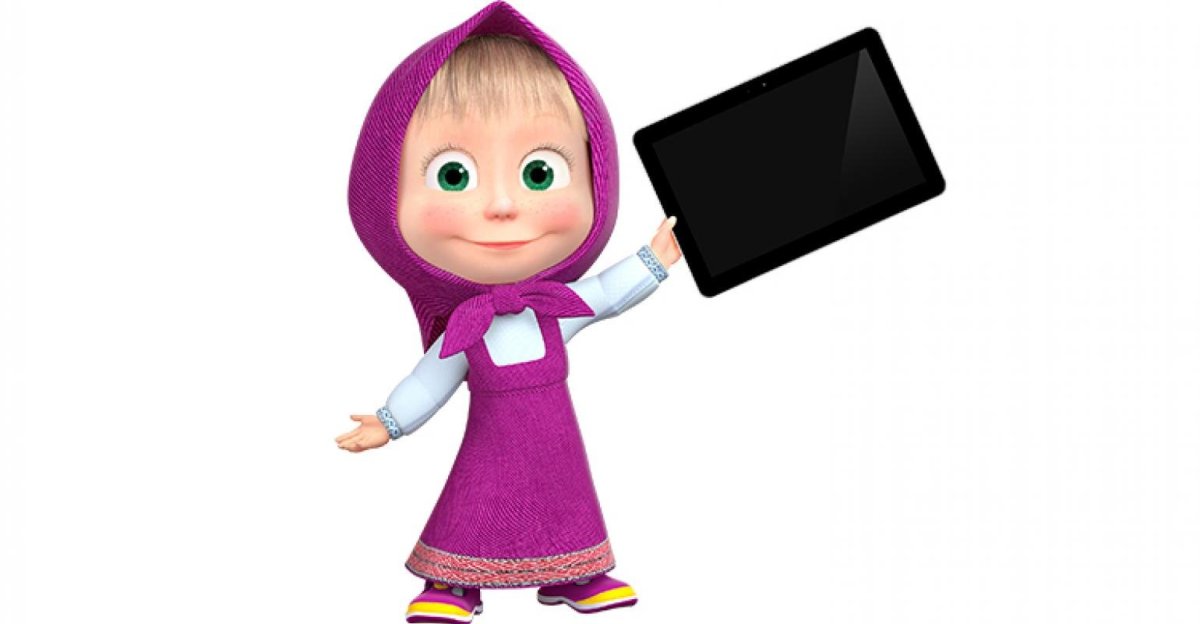 Маша и медведь Маша на белом фоне