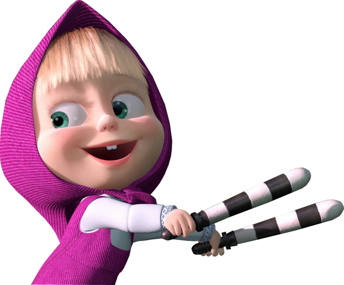 Маша и медведь на белом фоне