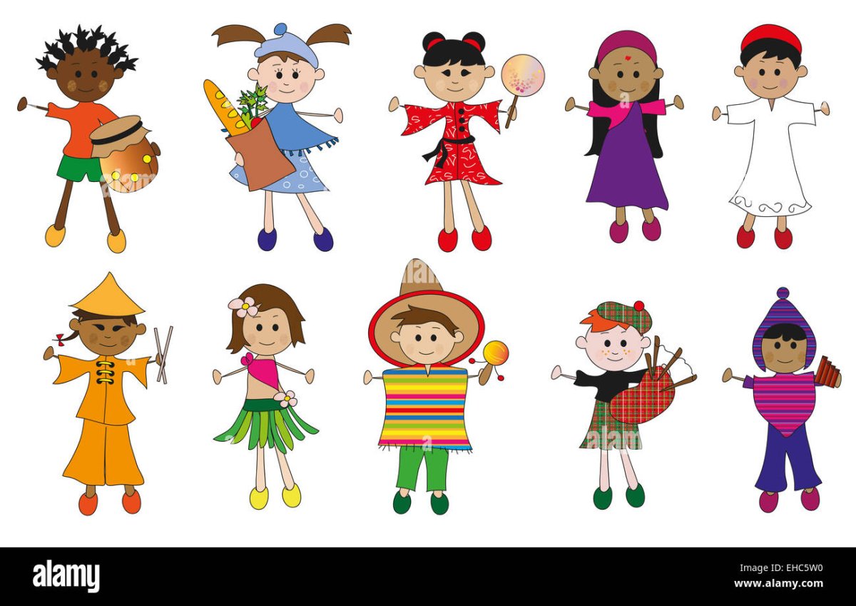 Человечки разной национальности для детей