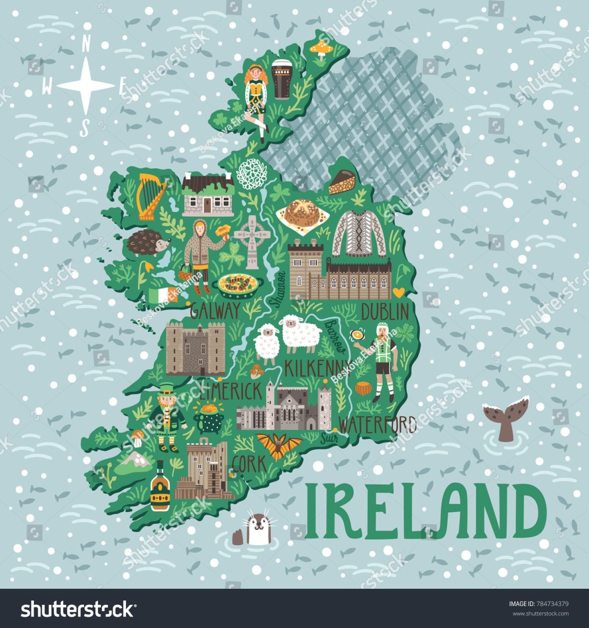 Карта Ирландия Постер