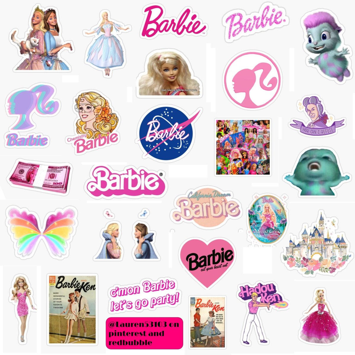 Наклейки в стиле Барби