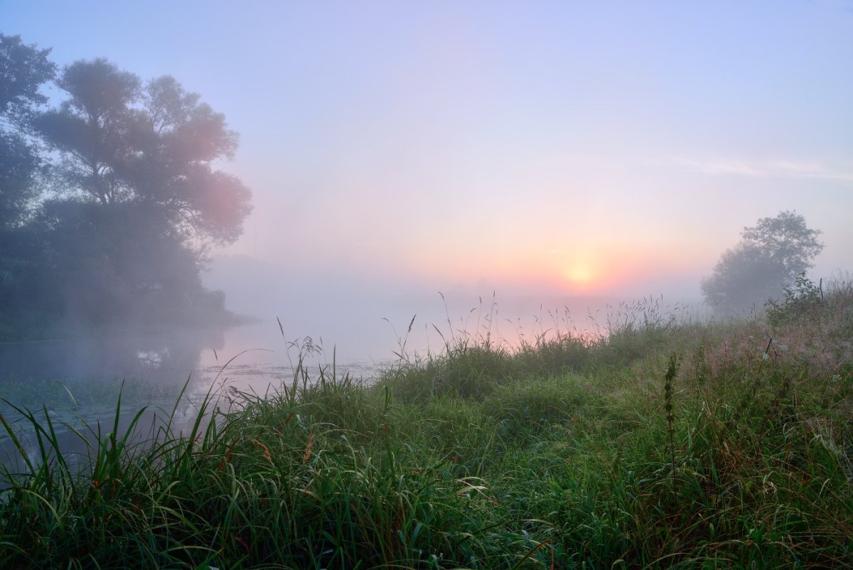 Осенний рассвет туман