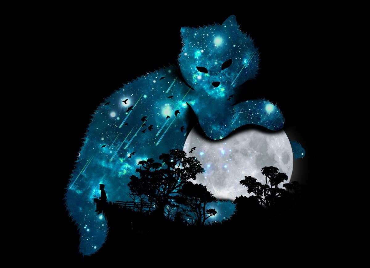 Кот на фоне звезд арт