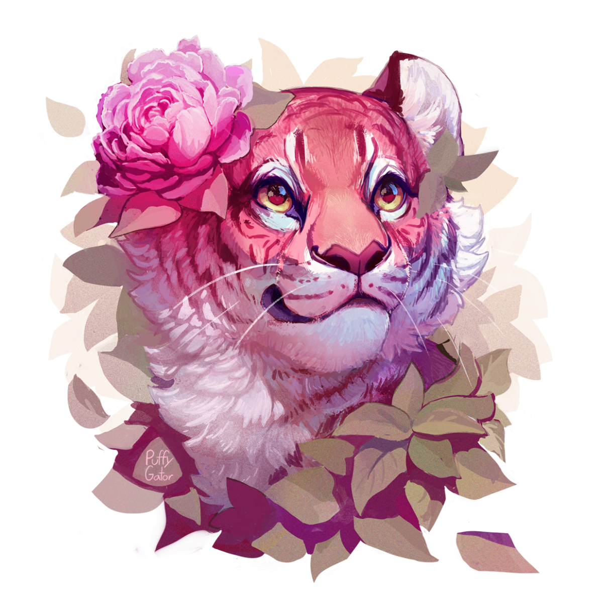 Тигр с цветами