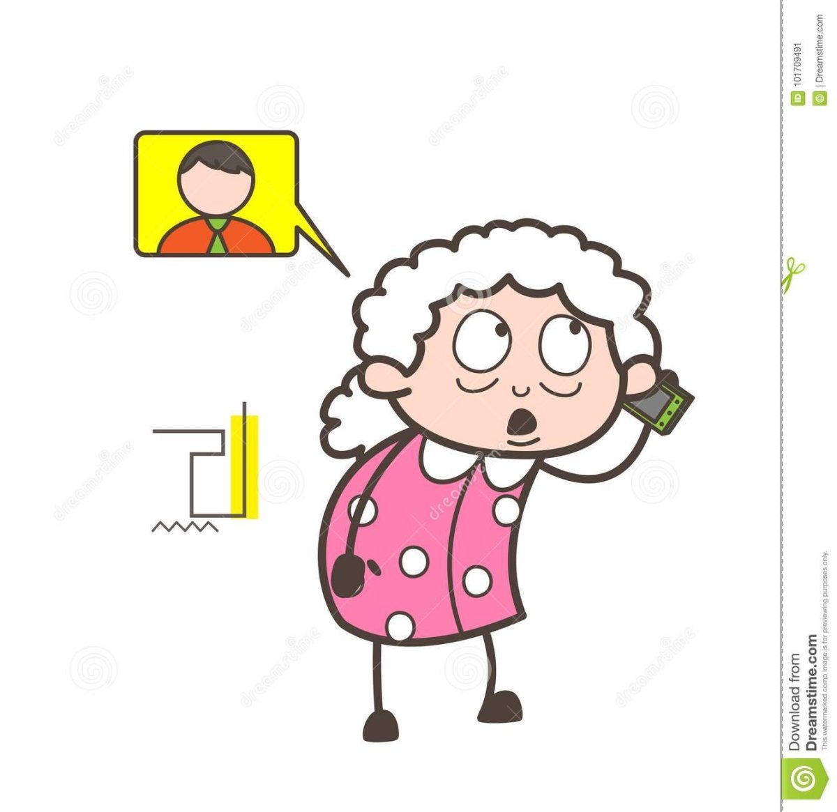 Бабушка говорит по телефону рисунок