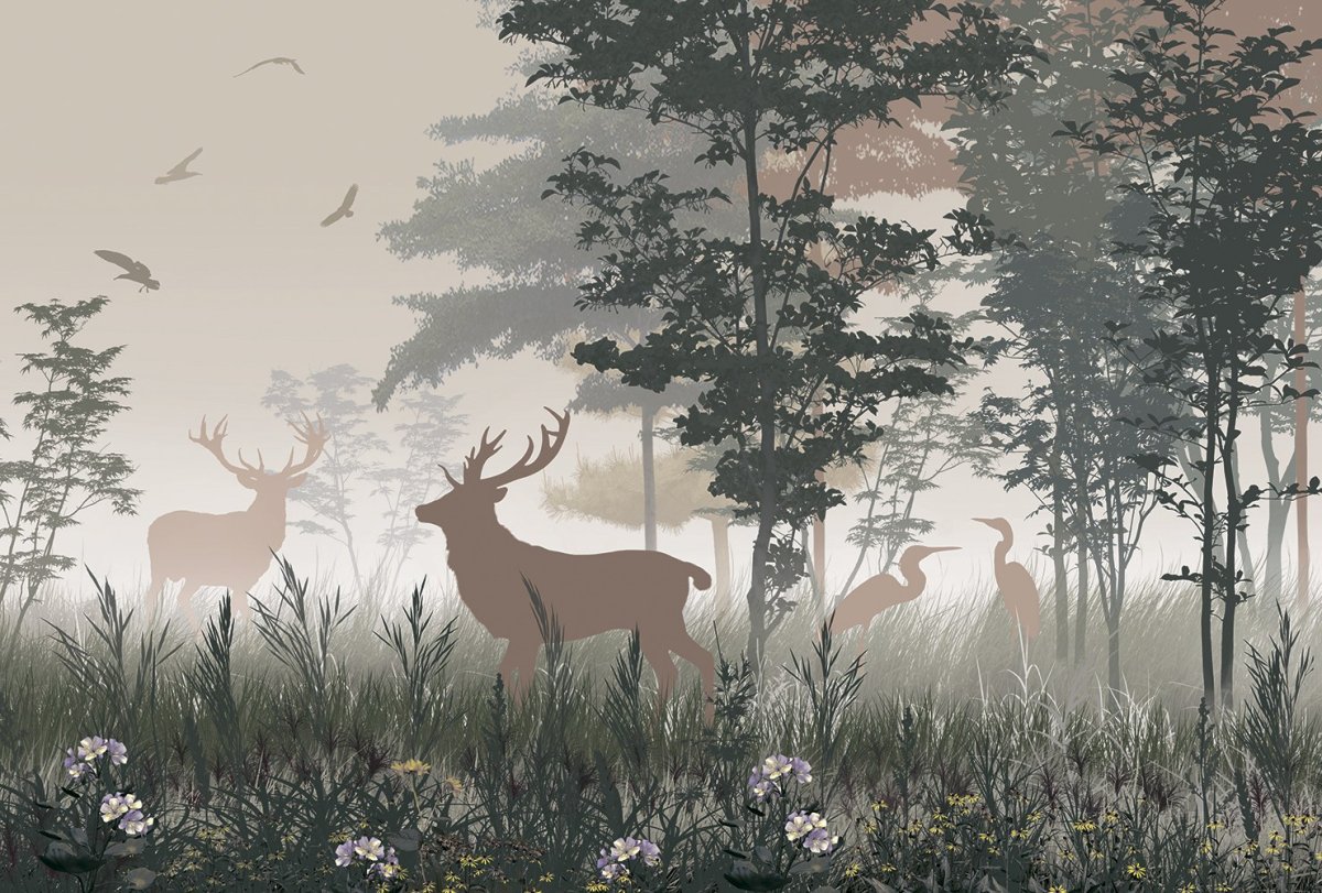 Фотообои олени в лесу