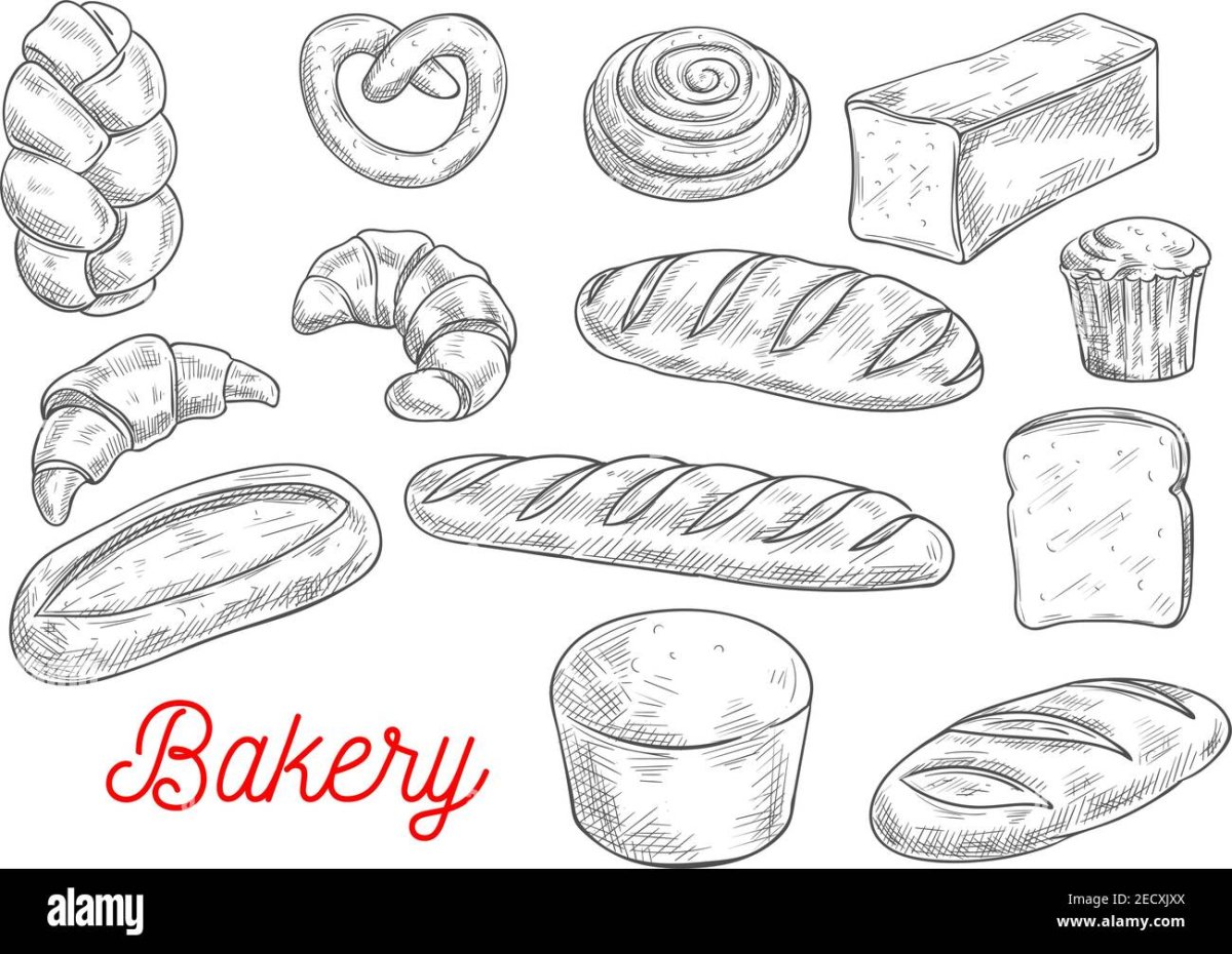 Багет хлеб эскиз