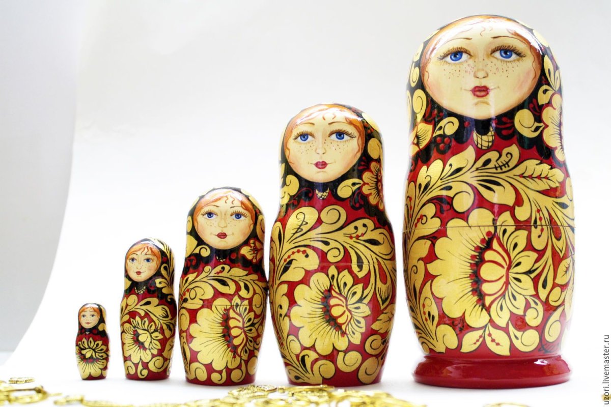 Золотая Хохлома Матрешка