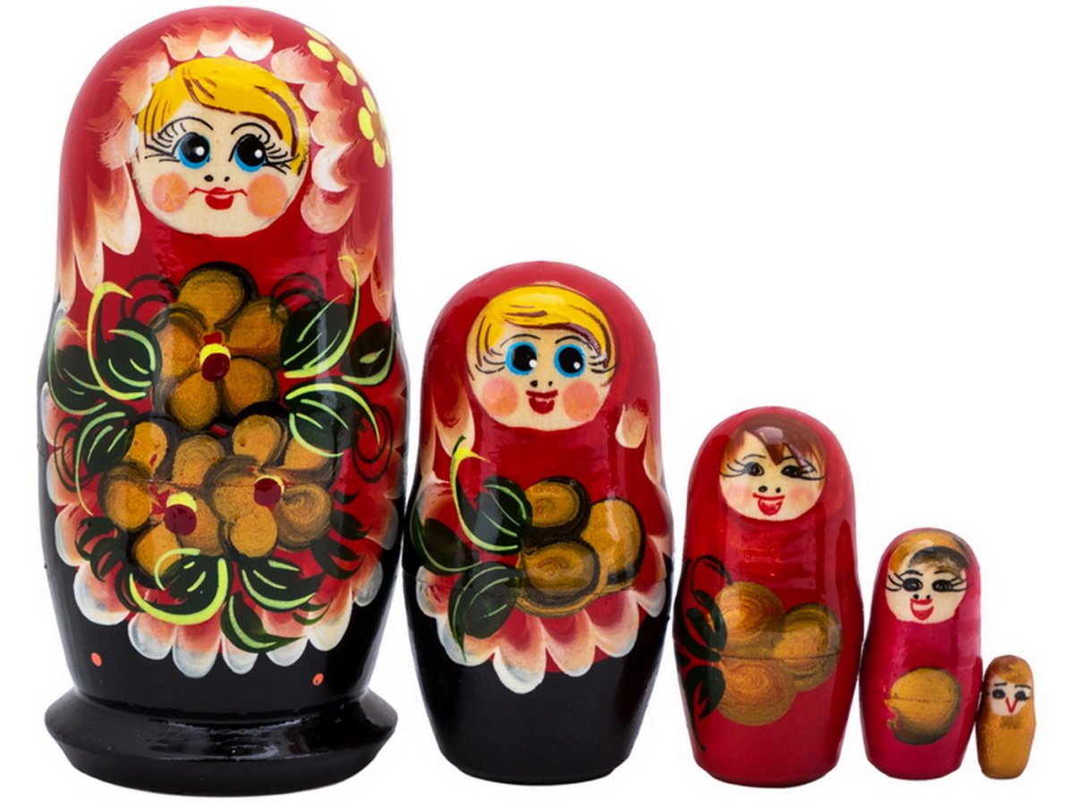 Матрешка Золотая Хохлома роспись