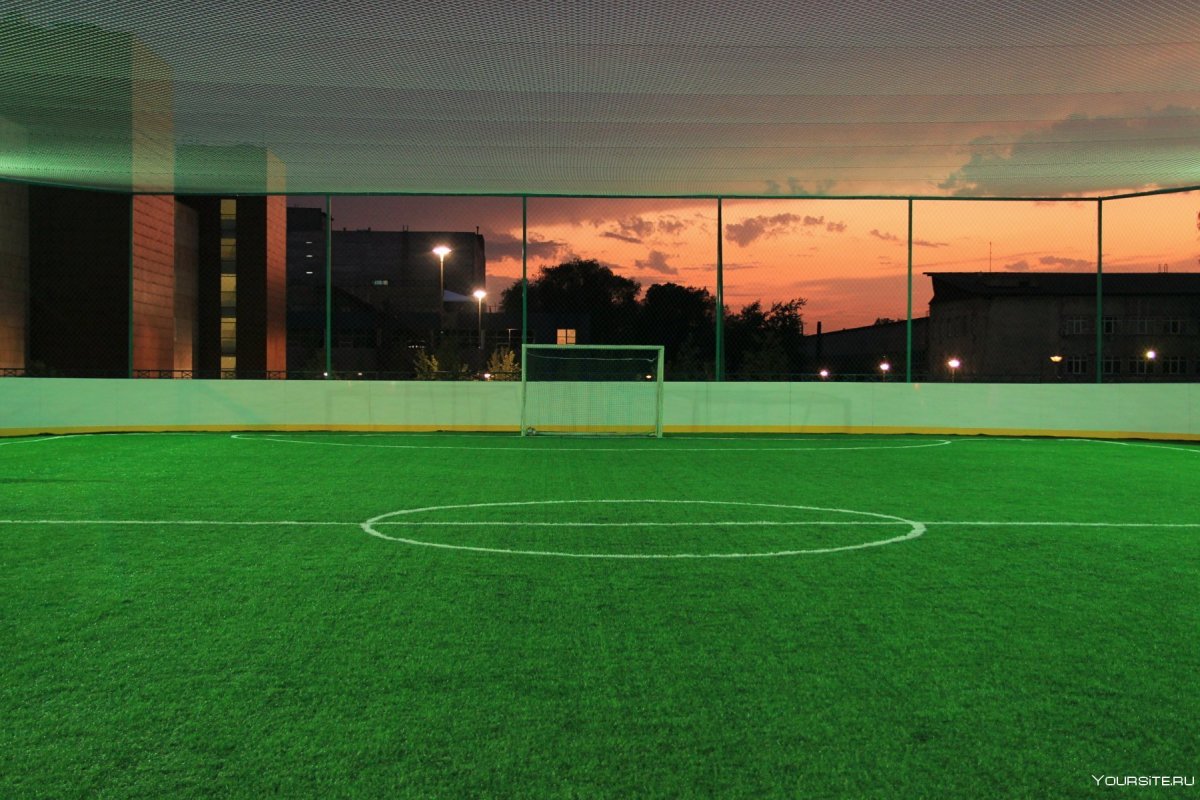 Футбольный газон с разметкой
