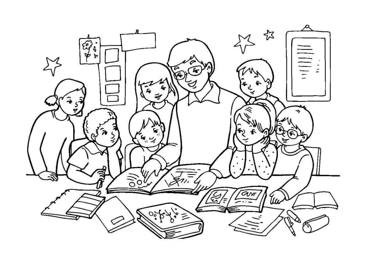 Раскраска мама учительница для детей