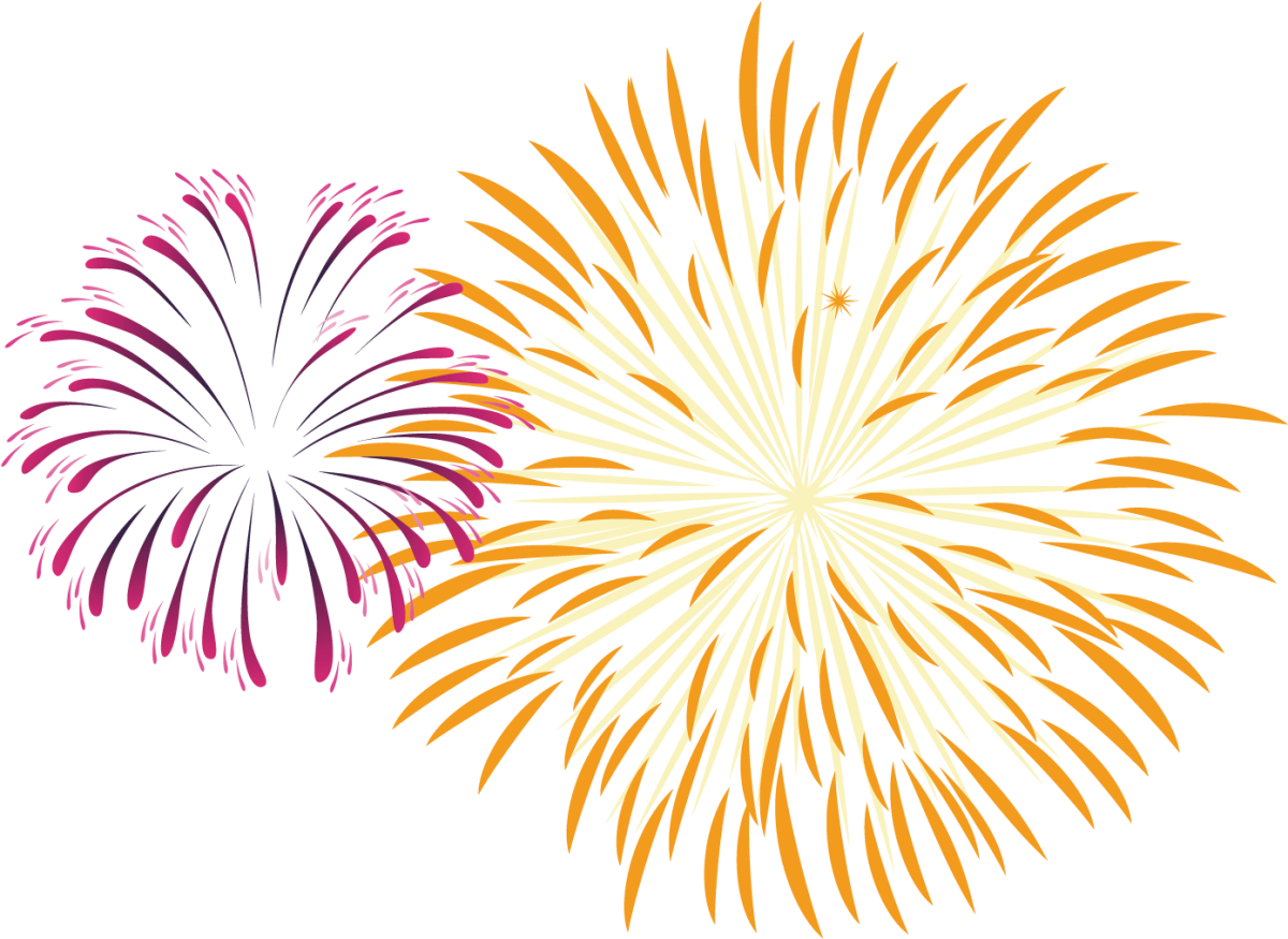 Салют на белом фоне