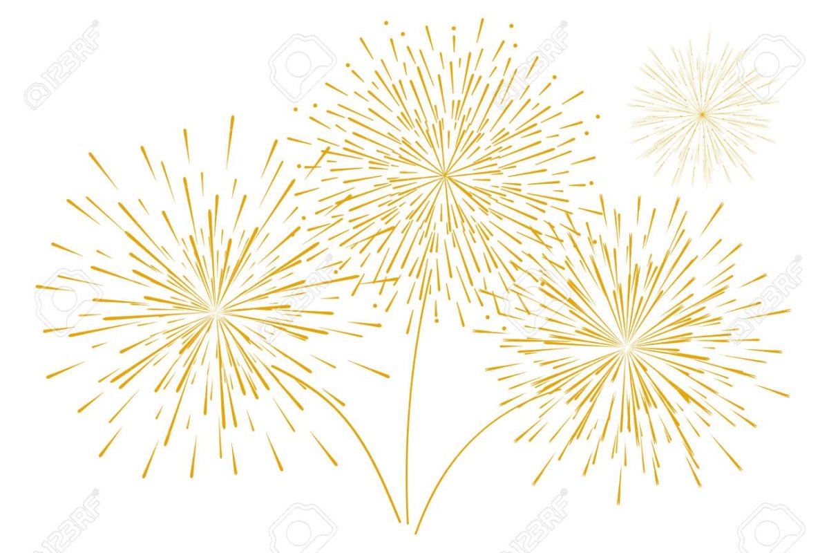 Золотой салют на белом фоне