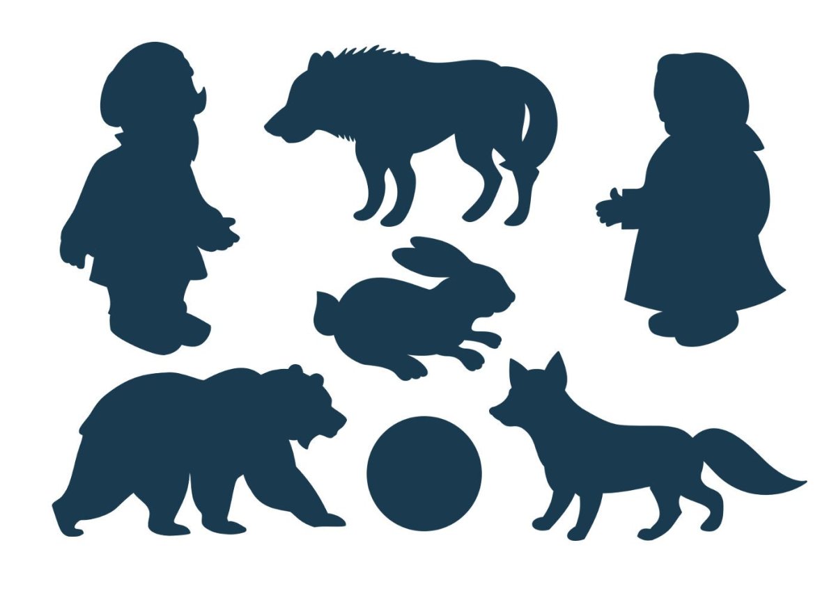 Персонажи сказки Колобок для театра теней