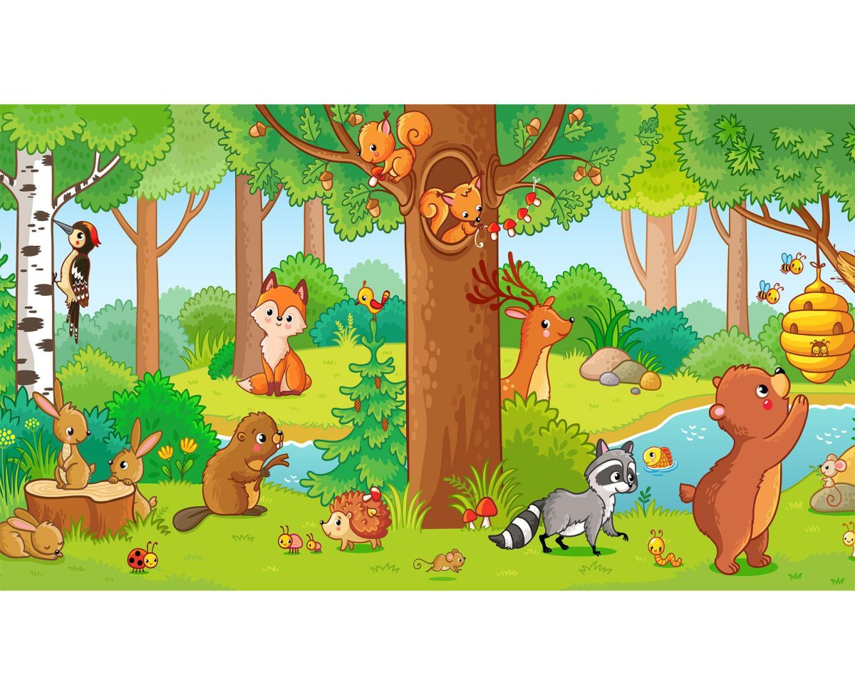 Векторный лес с животными