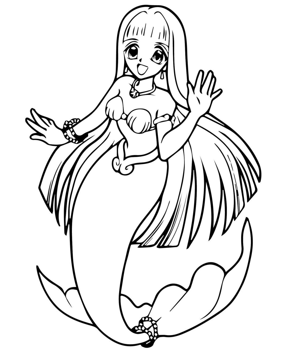 Русалка контурный рисунок