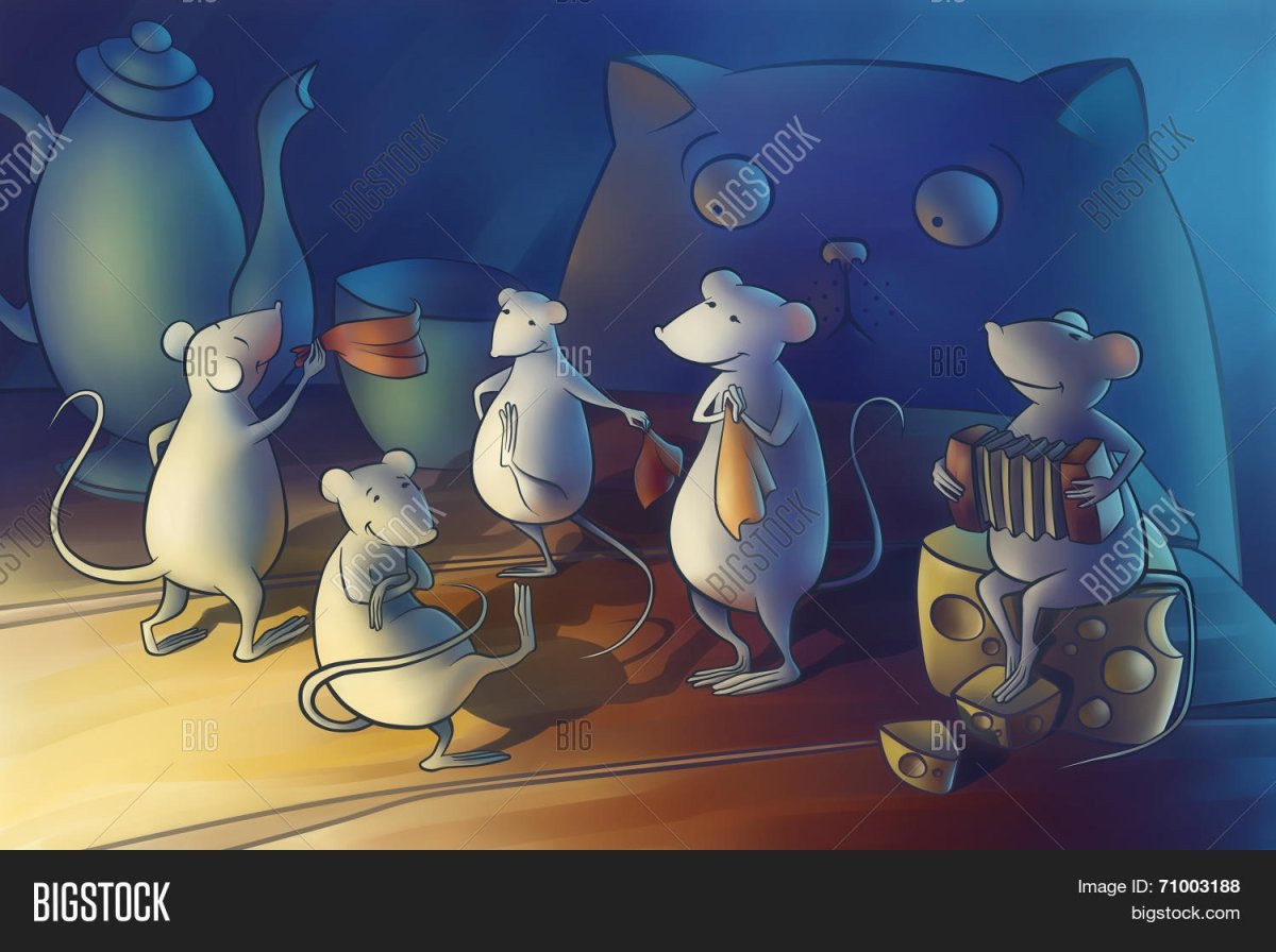 Кошка из дома мыши в пляс