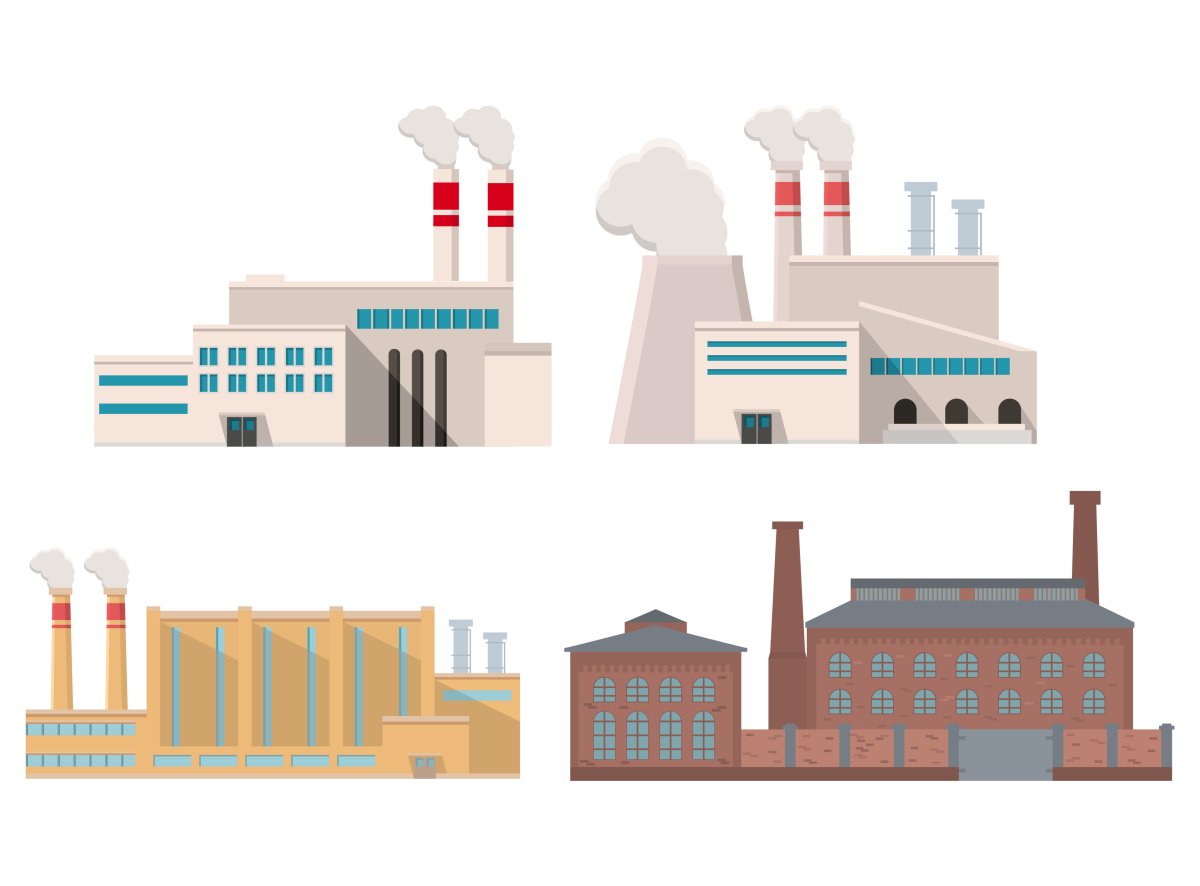 Здание фабрики или завода рисунок
