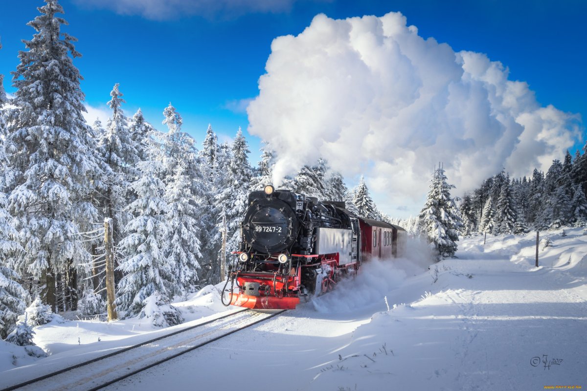 Карелия зимой паровоз