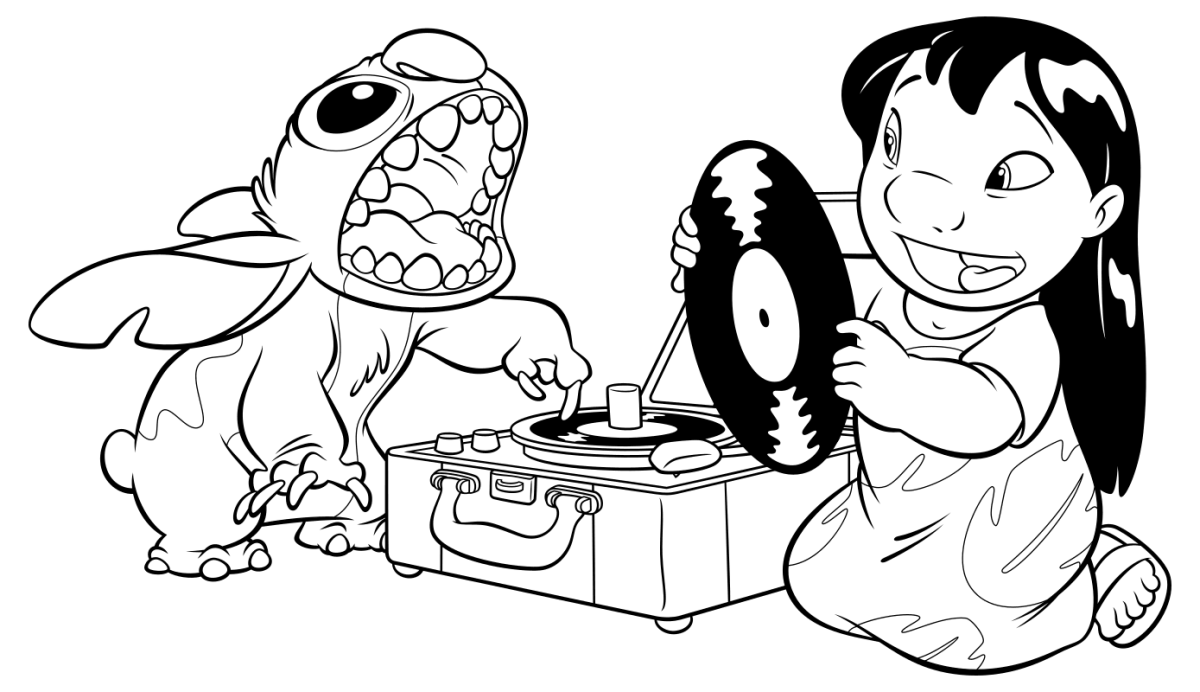 Стич и ангел раскраска