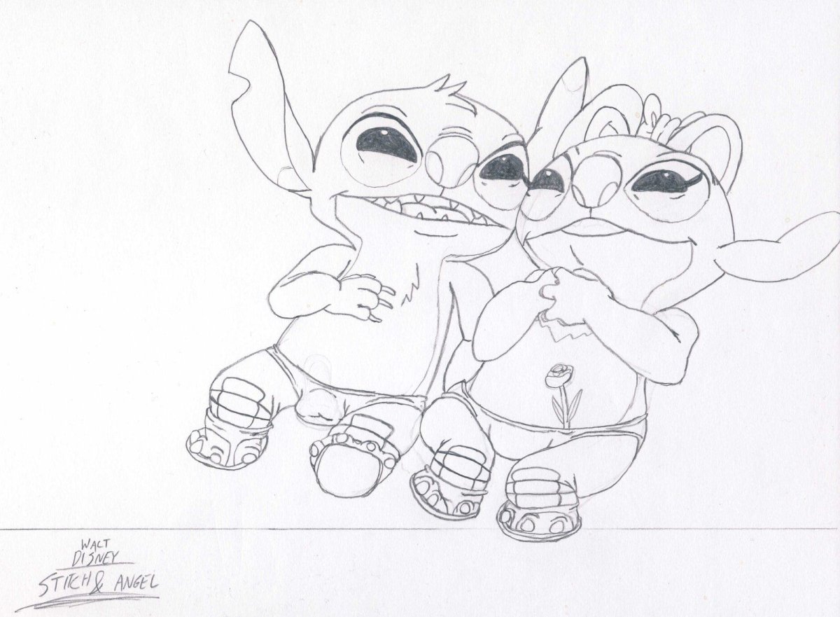 Стич и ангел раскраска