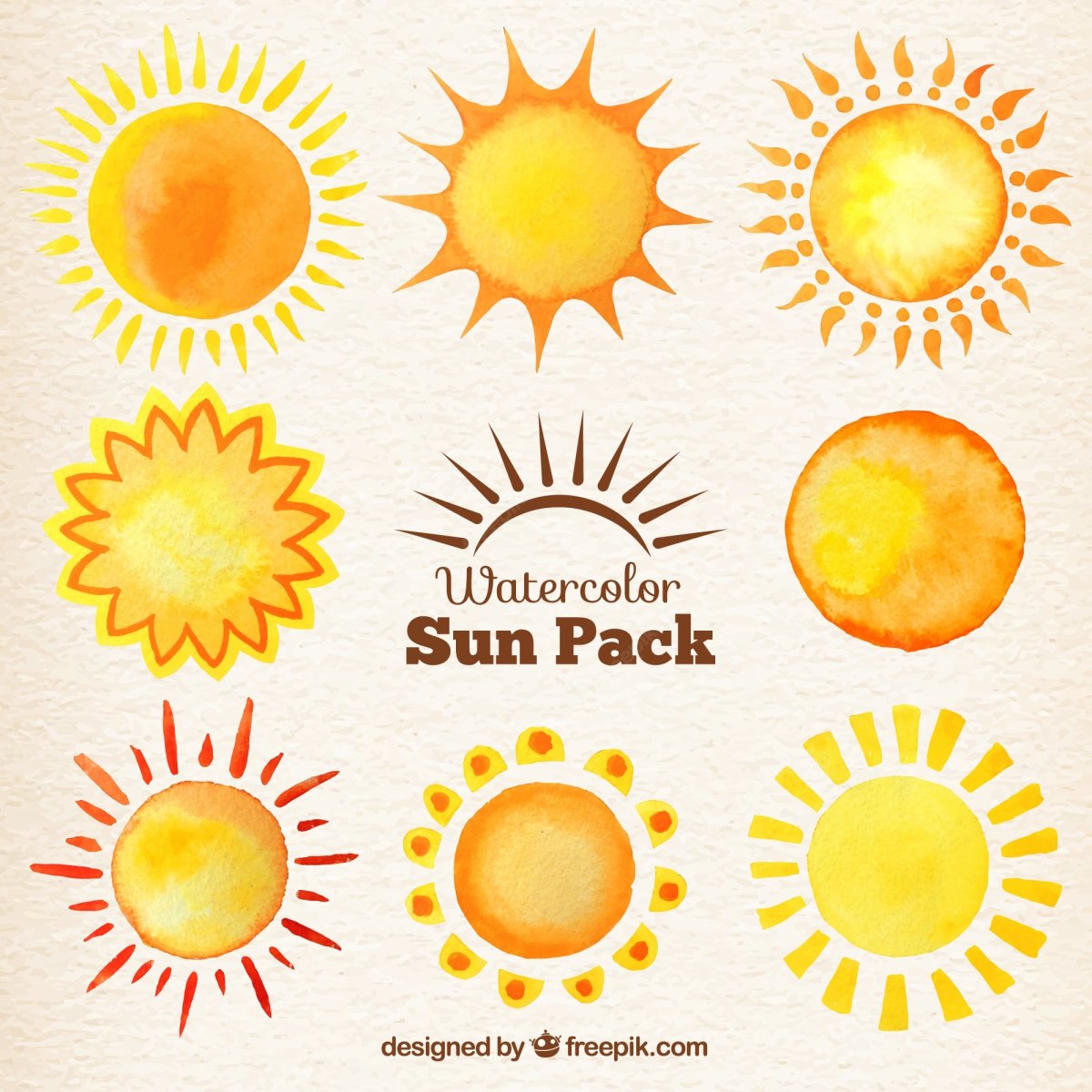 Акварельное солнце на прозрачном фоне