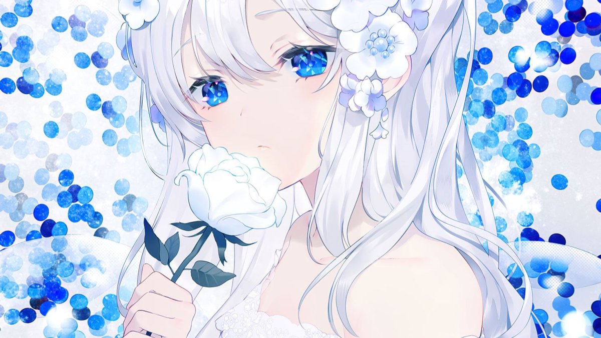 Аниме девушка с белыми волосами