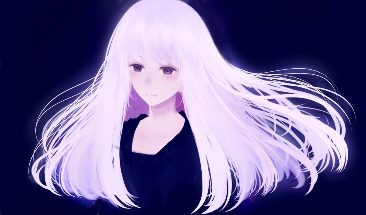 Красивая аниме девушка с белыми волосами