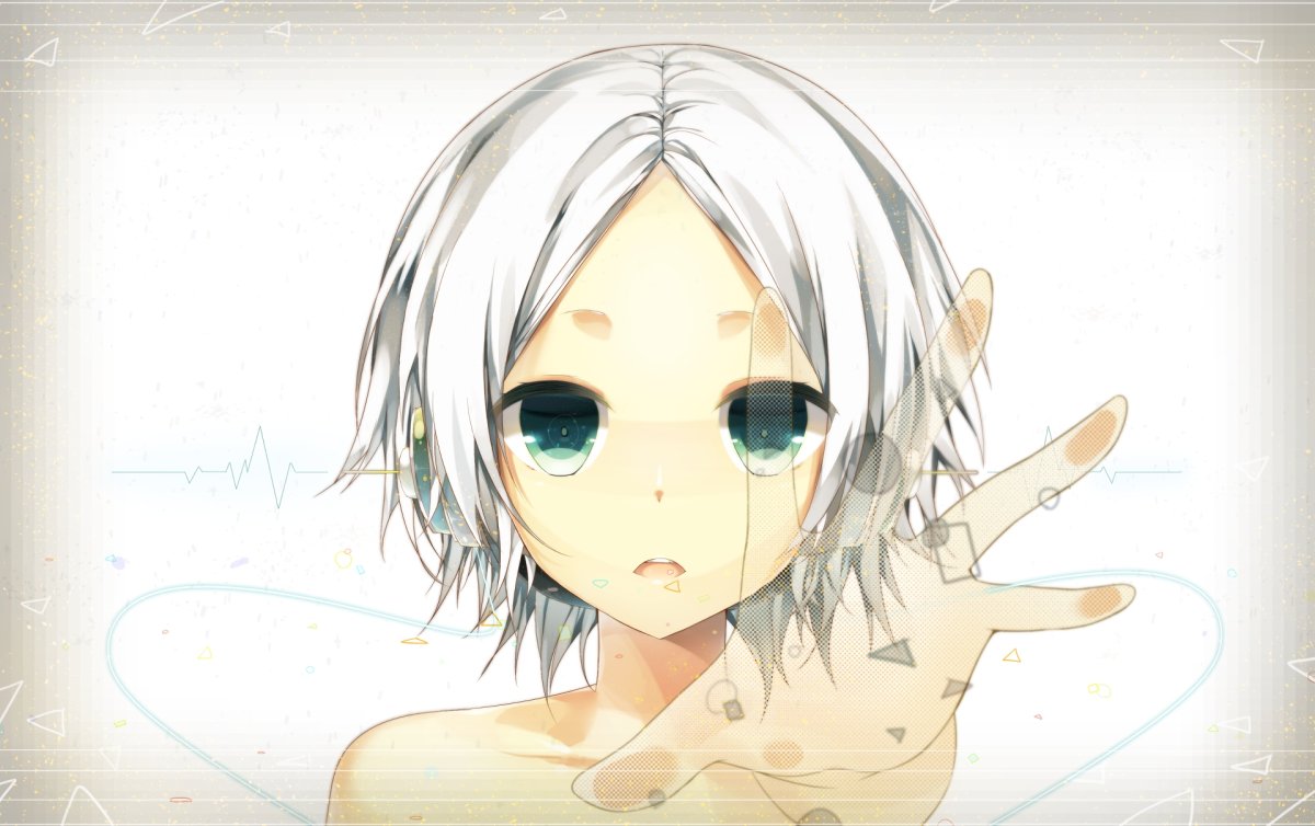 Аниме девушка с короткими белыми волосами