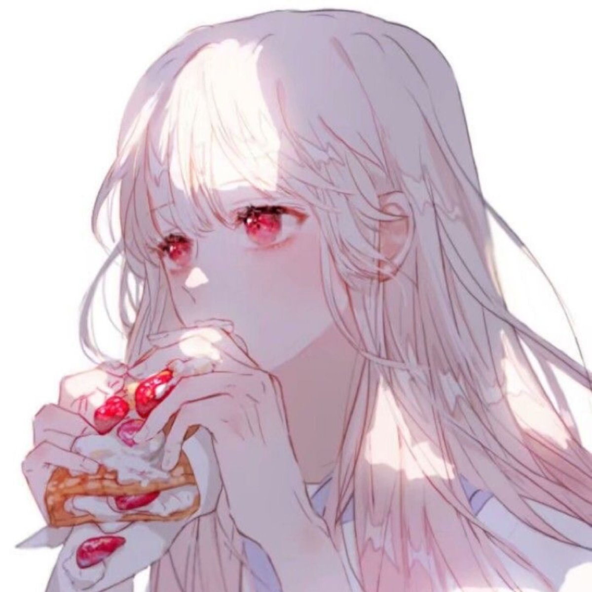 Тян с белыми волосами плачет