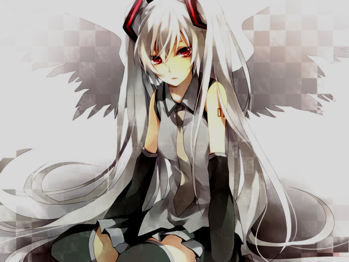 Аниме девушка с белыми волосами и голубыми глазами