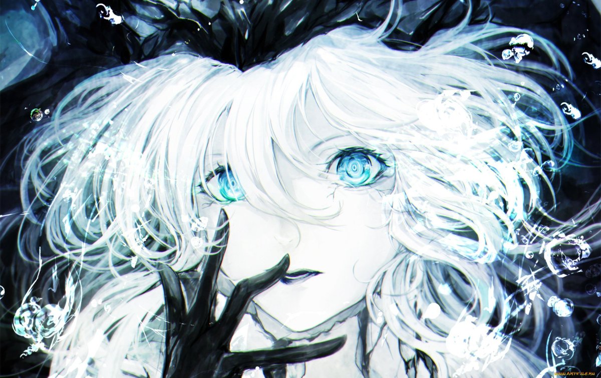 Аниме девушка с белыми волосами