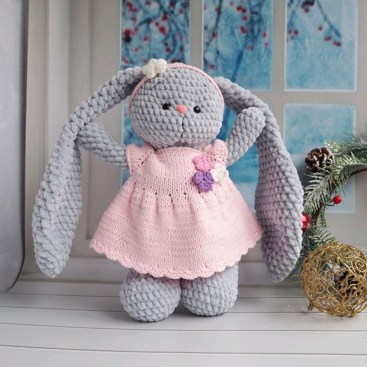 Плюшевый заяц амигуруми