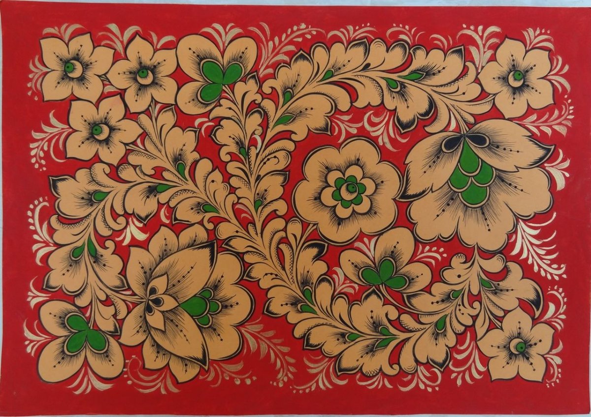 Орнаментная роспись Гжель