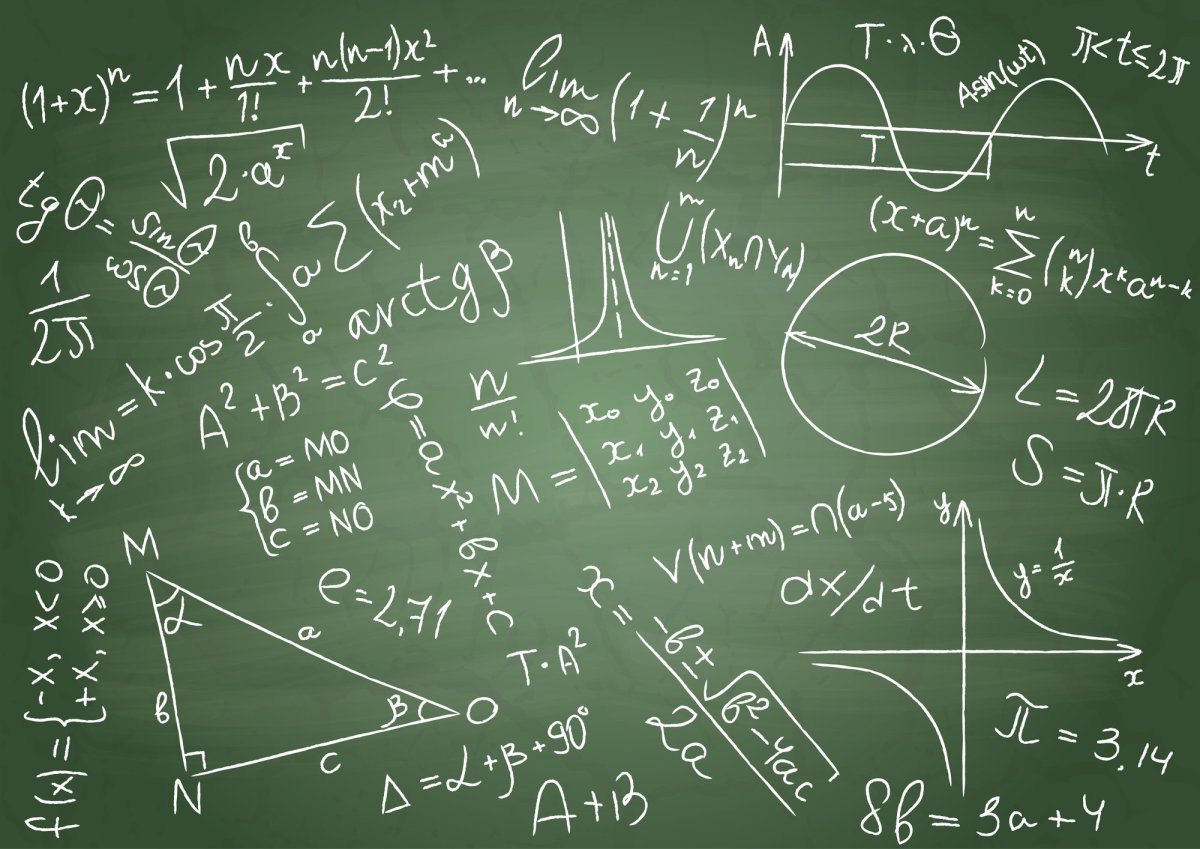 Школьная доска с математическими формулами