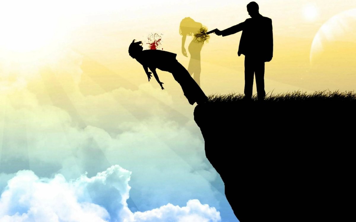 Девушка падает с обрыва