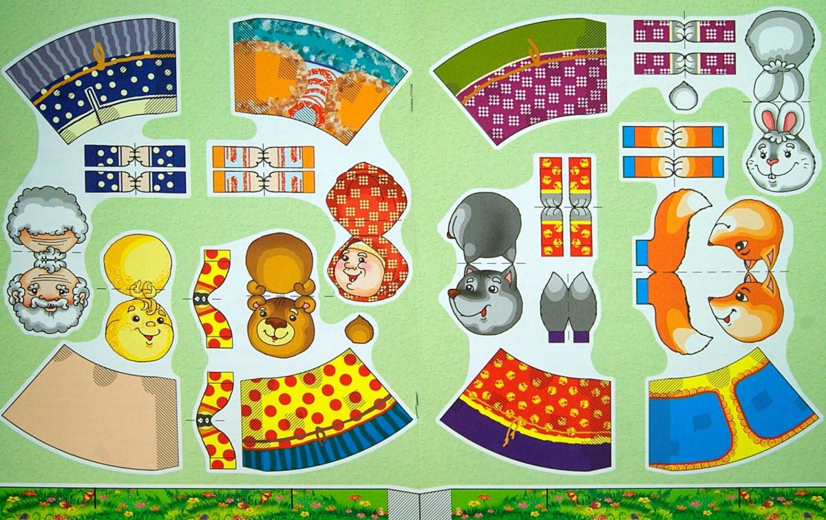 Трафареты пальчиковый кукольный театр сказка Колобок