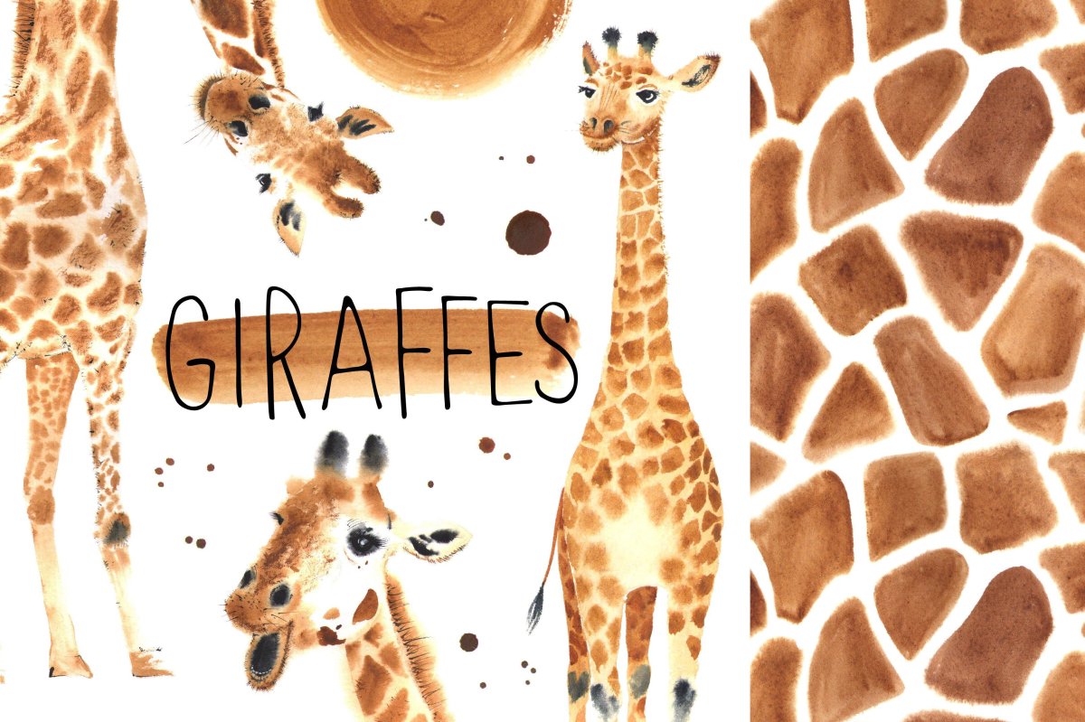 Жираф рисунок для детей на фоне деревьев